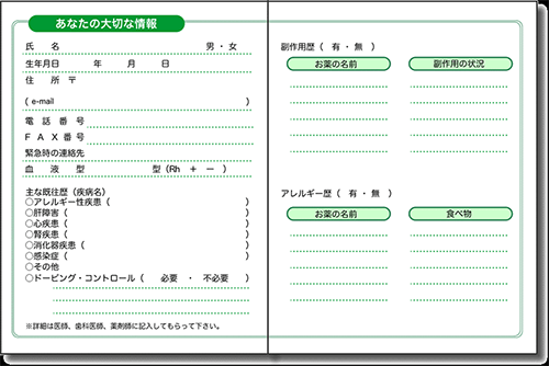 お薬手帳の内容