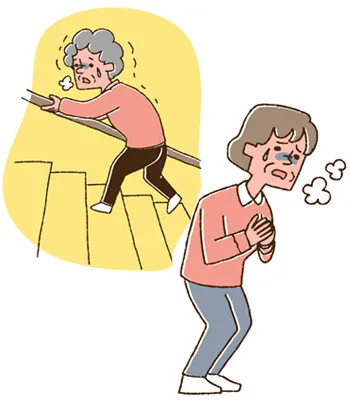体力が落ち、心肺機能が弱っている