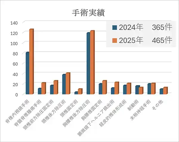 脊椎脊髄末梢神経外科　手術実績