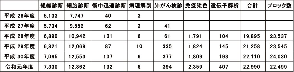 病理診断科 年度別実績