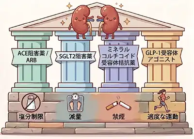 腎臓を保護する包括的治療イメージ